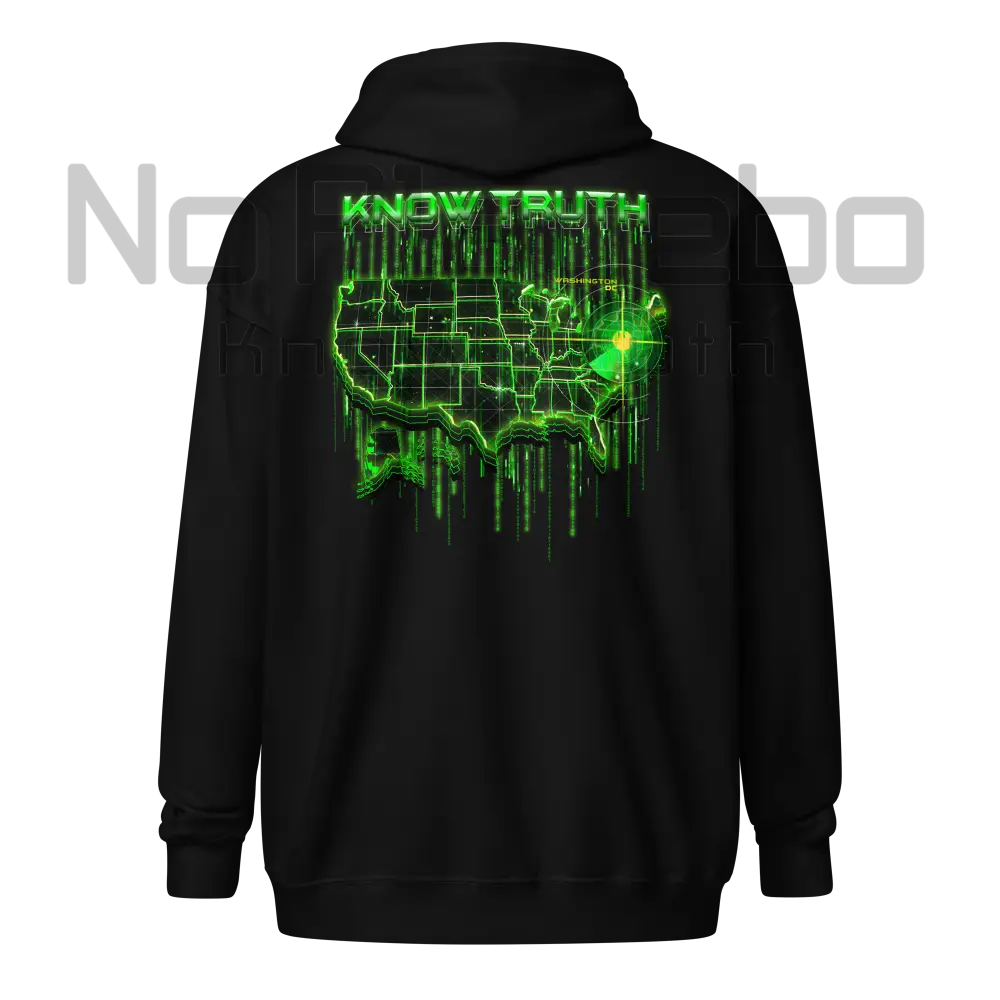 Men’s(&Women’s) Know Truth America Encoded Encryption(Back) Zip Hoodie S