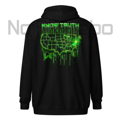 Men’s(&Women’s) Know Truth America Encoded Encryption(Back) Zip Hoodie S