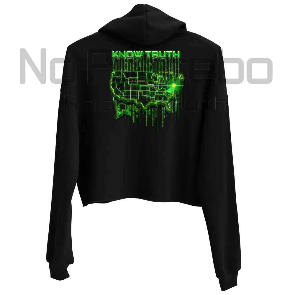 Women’s Know Truth America Encoded Encryption(Back) Crop Hoodie S