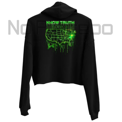 Women’s Know Truth America Encoded Encryption(Back) Crop Hoodie S