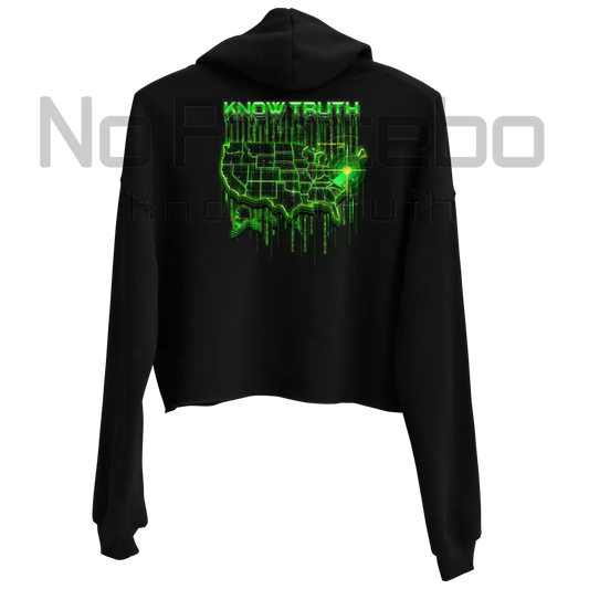 Women’s Know Truth America Encoded Encryption(Back) Crop Hoodie S