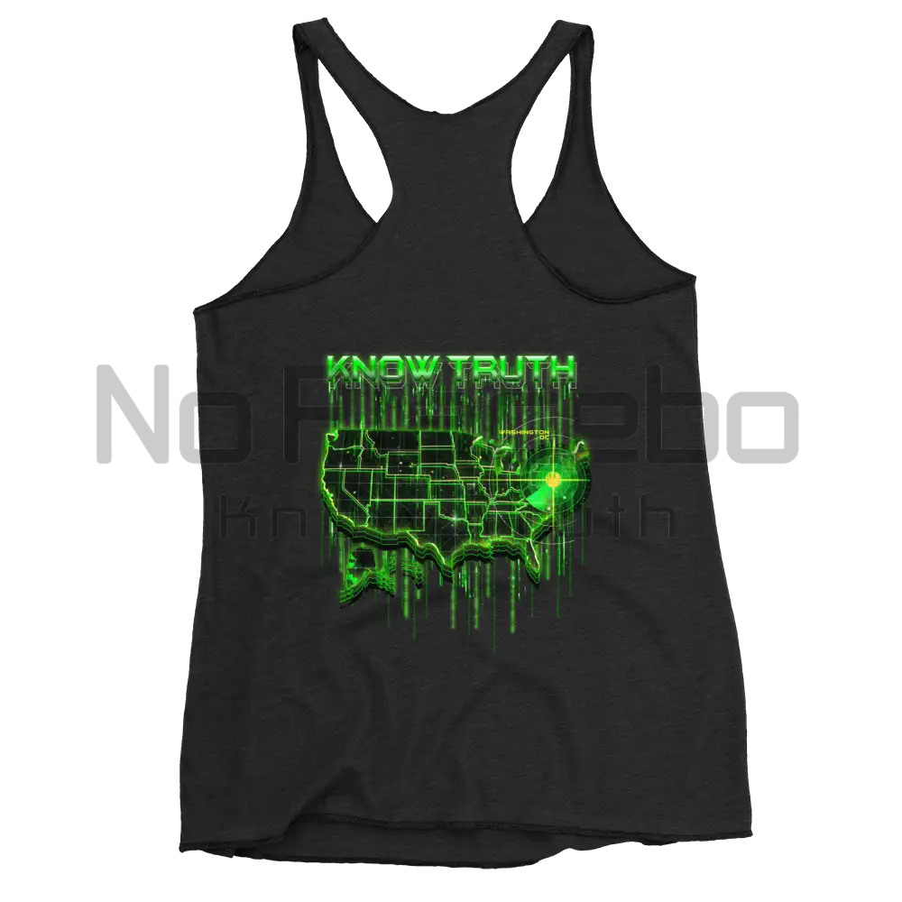 Women’s Know Truth America Encoded Encryption(Back) Racerback Tanktop Xs