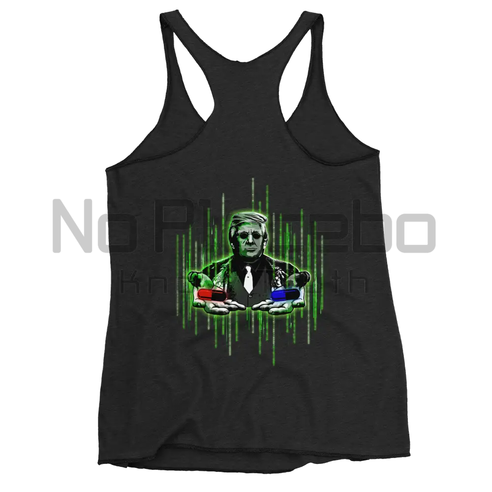 Women’s Truth Seeker Trump Encoded Encryption(Back) Racerback Tanktop Xs